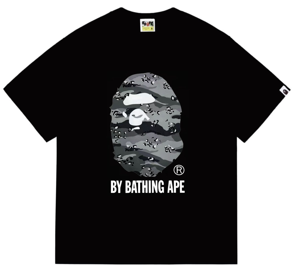BAPE Grey/Blue Camo Ape Head T-Shirt — front