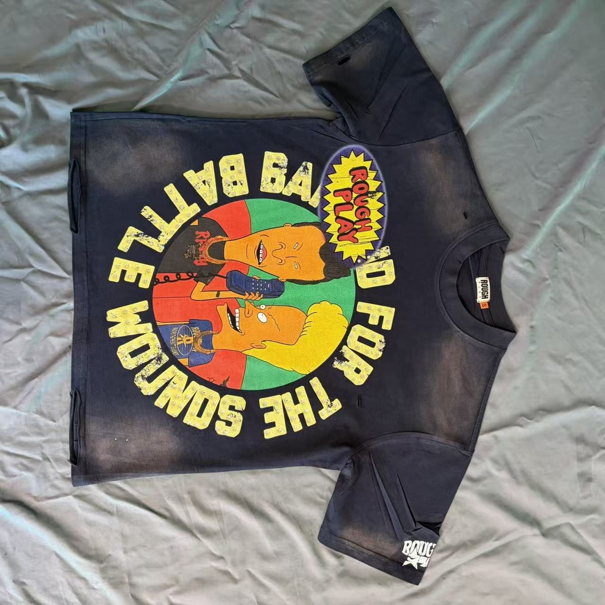 Rough Play Battle Wounds Graphic T-Shirt - Black — front