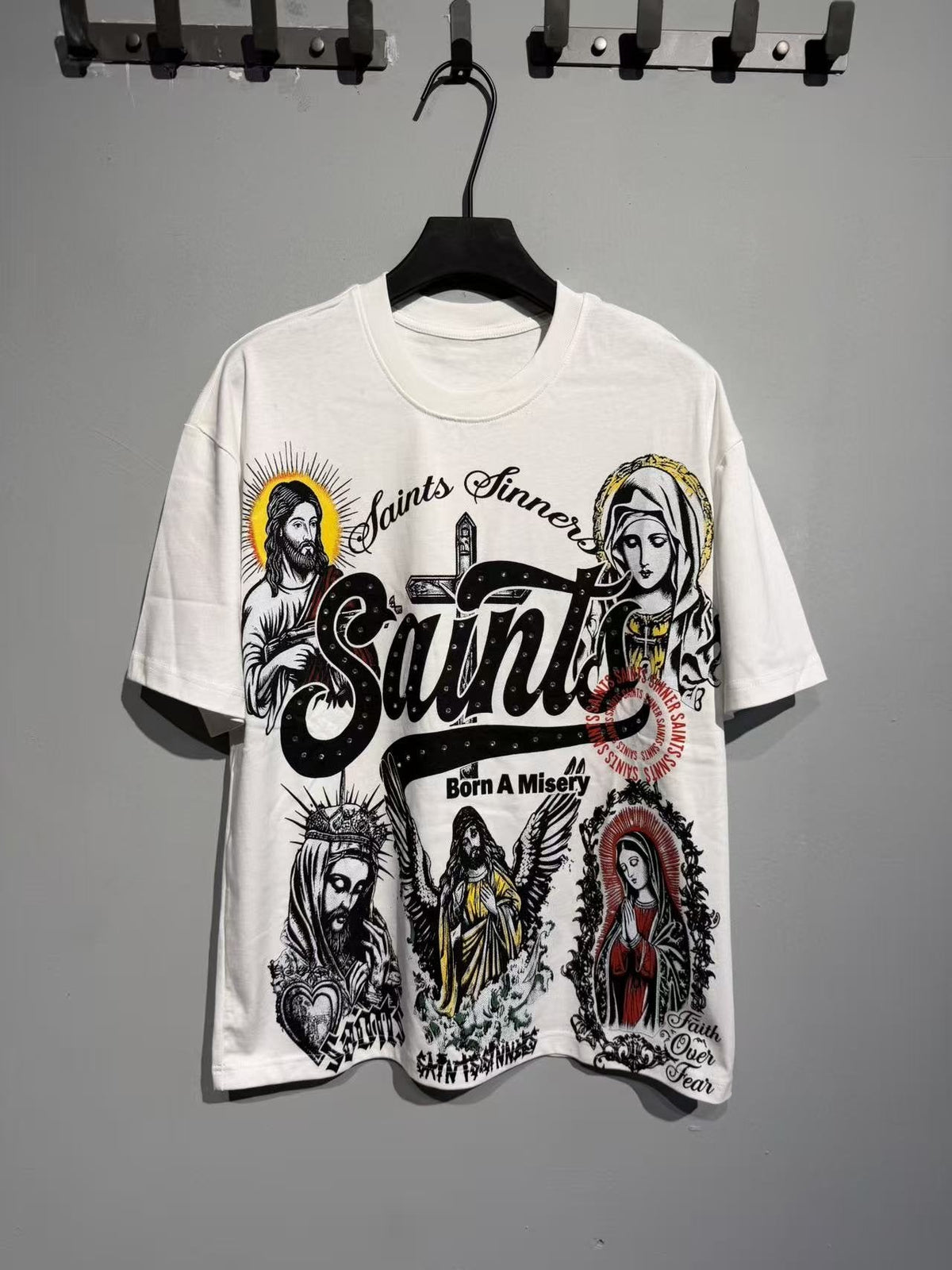SAINT Religious Collage Graphic T-Shirt — front