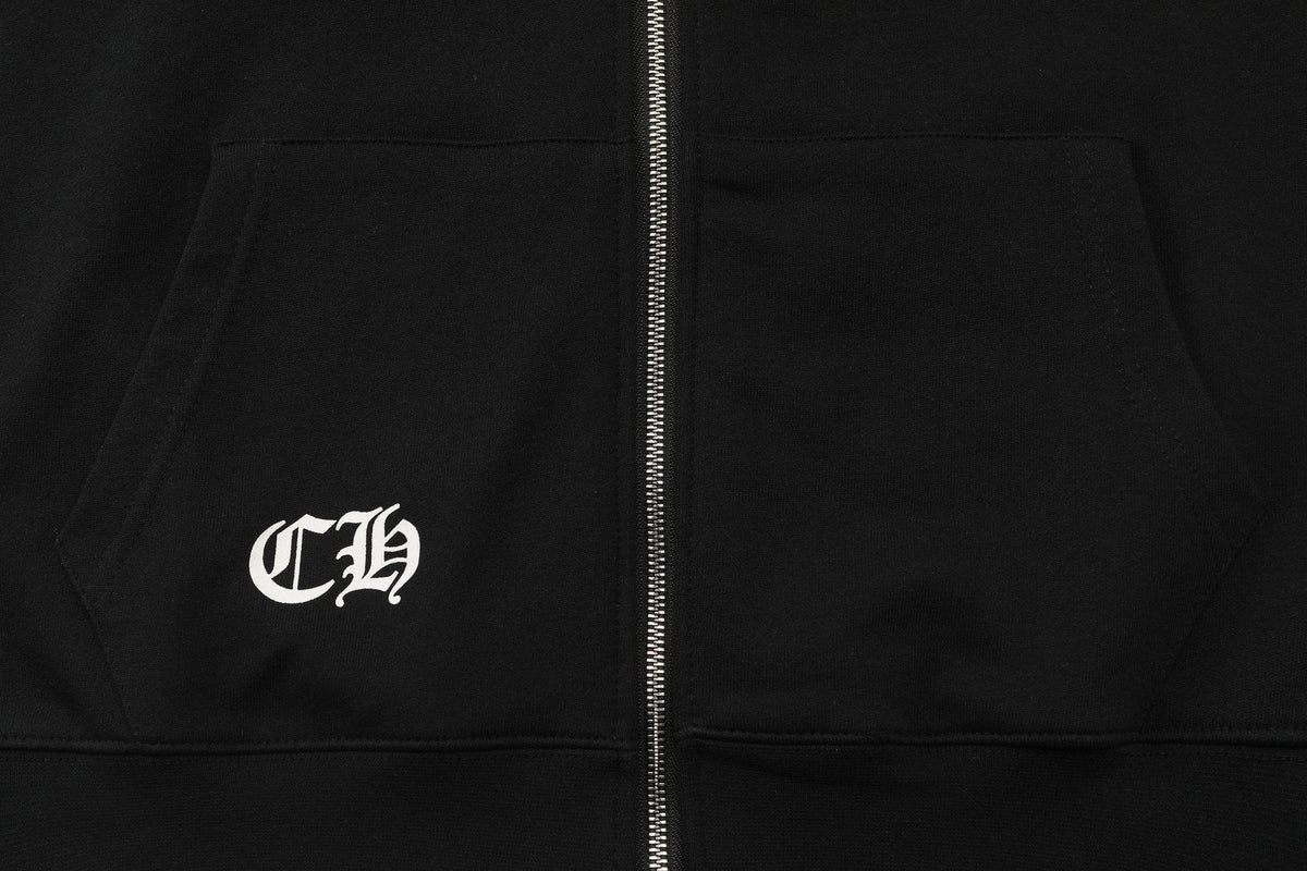 Chrome Hearts Blue Sanskrit Cross Zip Hoodie — detail