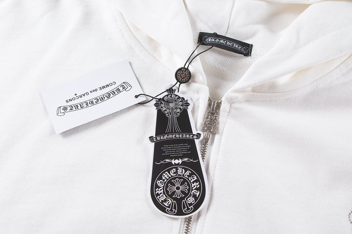 Chrome Hearts Floral Cross Graphic Full-Zip Hoodie — hang_tag