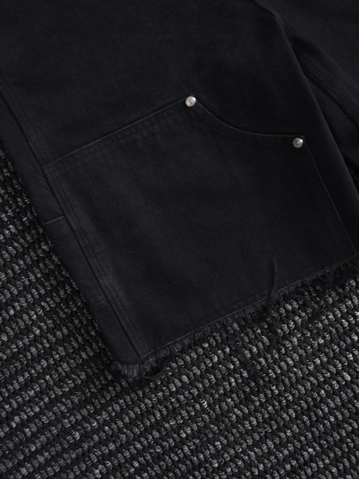 Chrome Hearts Black Graphic Appliqué Denim Cargo Shorts — detail