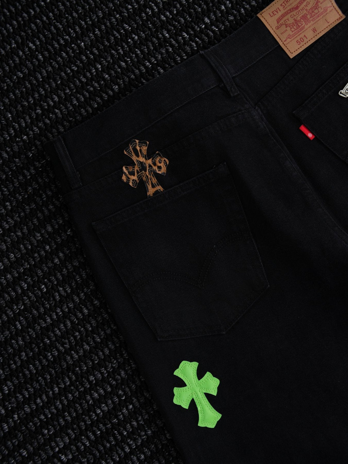 Chrome Hearts Leopard Cross Graphic Denim Pants — detail