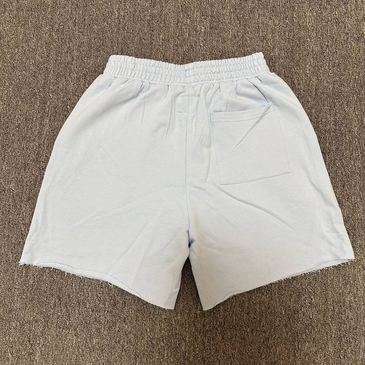 Sp5der Light Blue Rhinestone Logo Sweat Shorts — back
