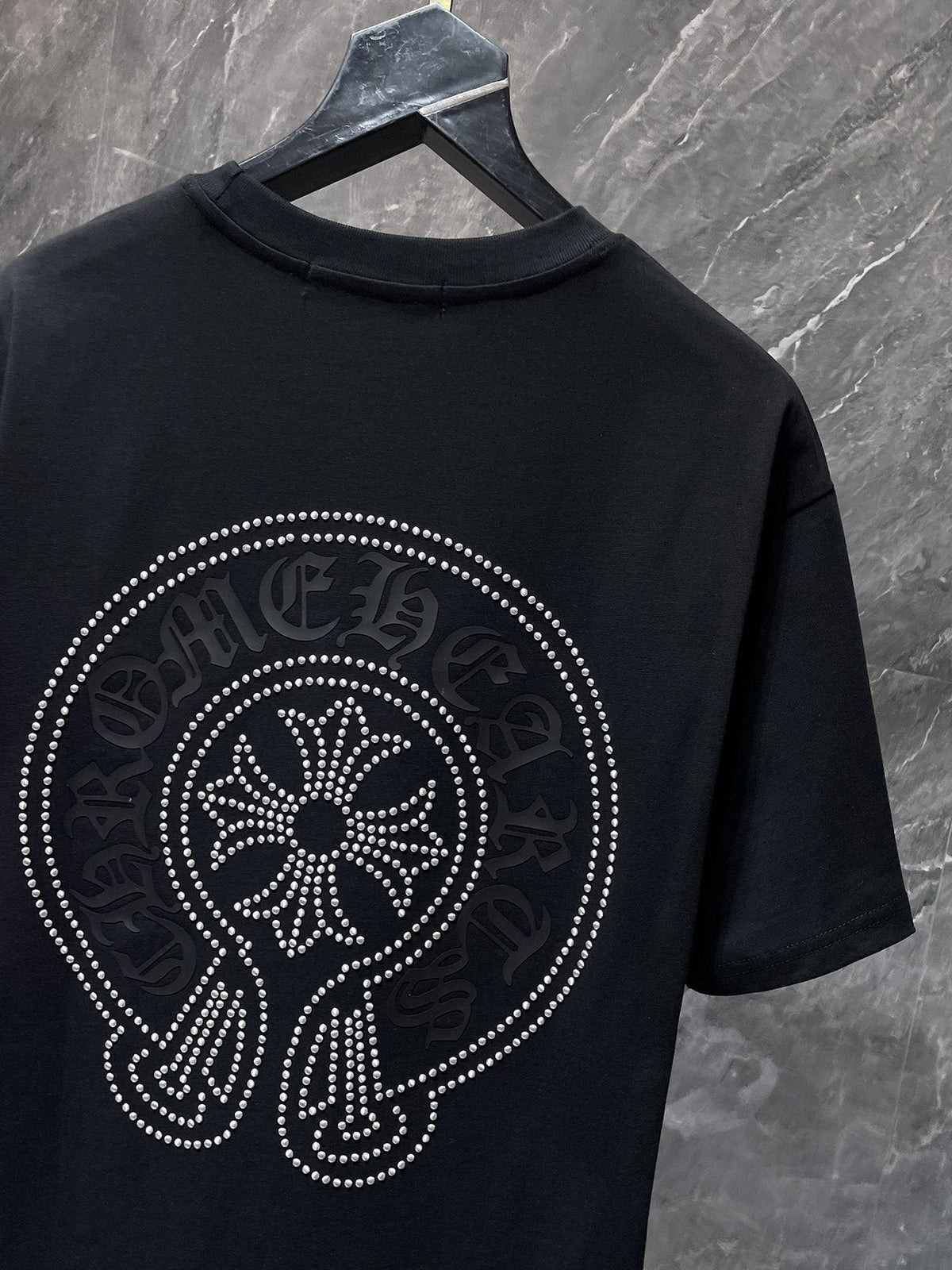 Chrome Hearts Rhinestone Cross Horseshoe Graphic T-Shirt — detail